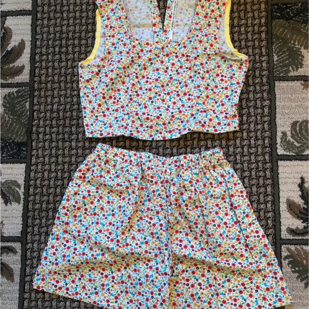 Handmade Floral Women's Shorts top Set